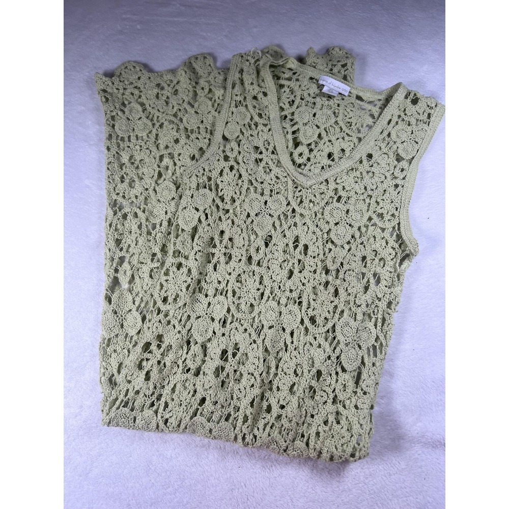 House Of Harlow 1960 Dress Womens S Green Crochet Sheer V Neck‎ Maxi Floral Boho